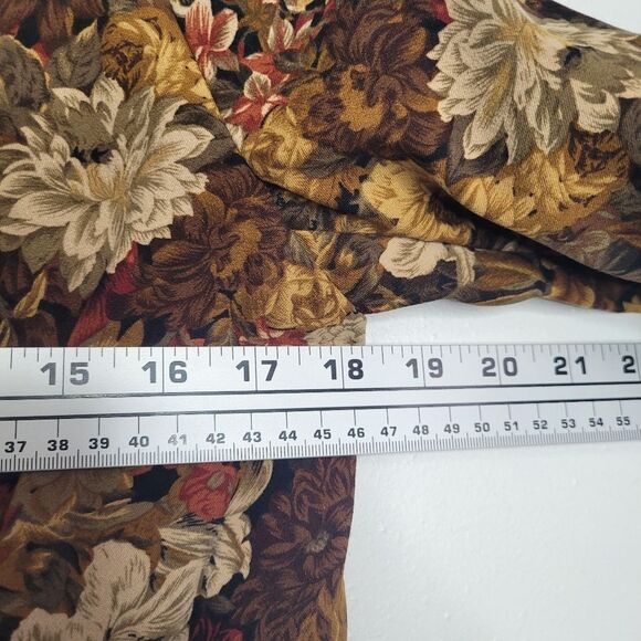 Notations brown tone floral vintage vibe zip front jacket Pockets size small - Picture 5 of 6